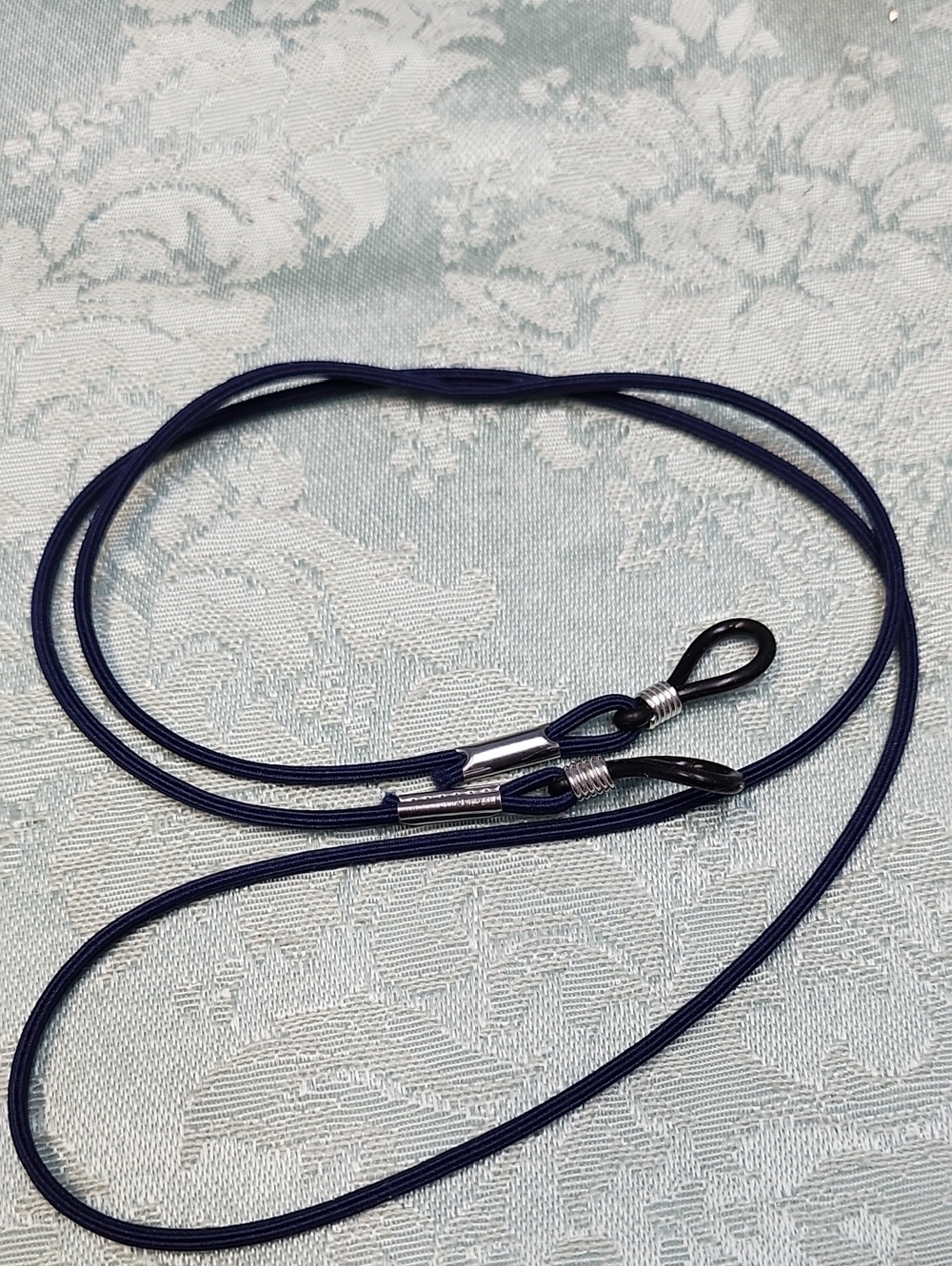 Navy Eyeglass Elastic Cord with Silver Accents!
